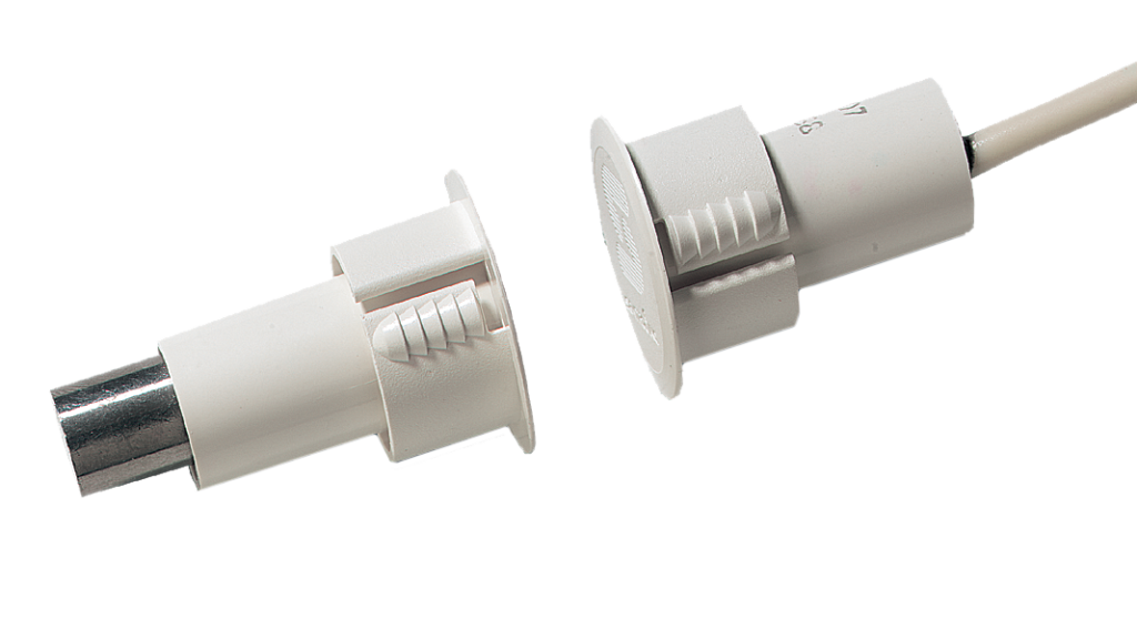 Aritech magneetcontact inbouw voor metalen deuren 9mm 2 of 6m kabel met of zonder weerstand